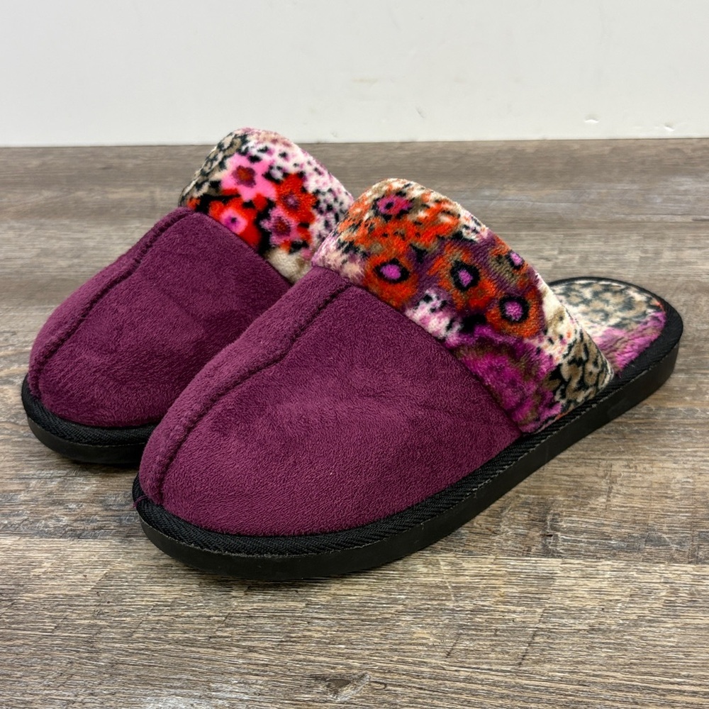 💜 Vera Bradley Cozy Slide Slippers | Plum Floral | Women’s Medium (7–8)
